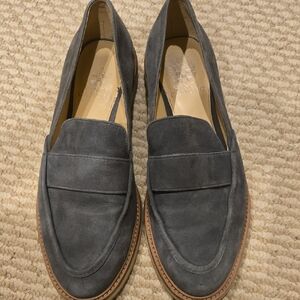 Blue Gray Suede Penny Loafers - Men